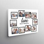 40x60 Ebat Kişiye Özel 10 Fotoğraflı Beyaz Love Aile Kanvası
