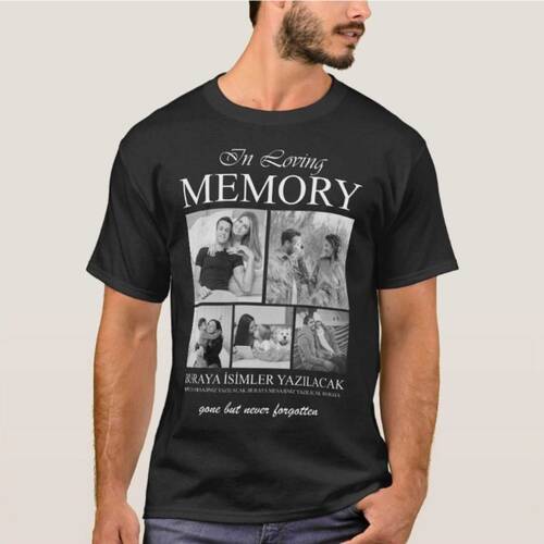 Kişiye Özel 5 Fotoğraflı Unisex Erkek Bayan Çocuk Loving Memory Tişört