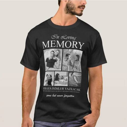 Çocuk 2 Beden Kişiye Özel 5 Fotoğraflı Unisex Erkek Bayan Çocuk Loving Memory Tişört