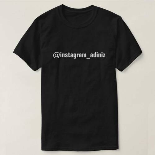 XL Beden Kişiye Özel İsimli İnstagram Siyah Erkek Bayan Unisex Tişört