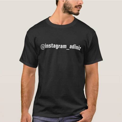 XL Beden Kişiye Özel İsimli İnstagram Siyah Erkek Bayan Unisex Tişört