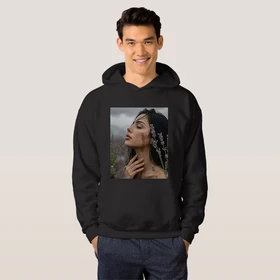 Kişiye Özel Fotoğraf Baskılı Siyah Sweatshirt