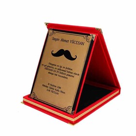 Kişiye Özel İsimli Kırmızı Kadife Plaket - Mini