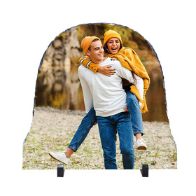 Kişiye Özel Fotoğraflı Oval Doğal Taş Çerçeve - 30X30cm