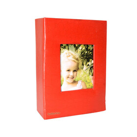 100 Lük 10X15 Pencereli Deri Fotoğraf Albümü - Kırmızı