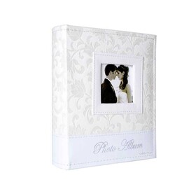 200'Lük 10X15cm Pencereli 1. Sınıf Deri Fotoğraf Albümü - Beyaz