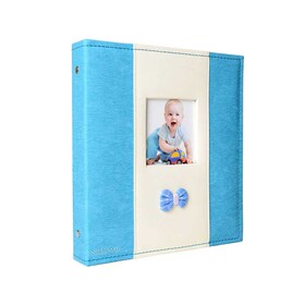 200'Lük 10X15cm Pencereli Deri Fotoğraf Albümü - Mavi