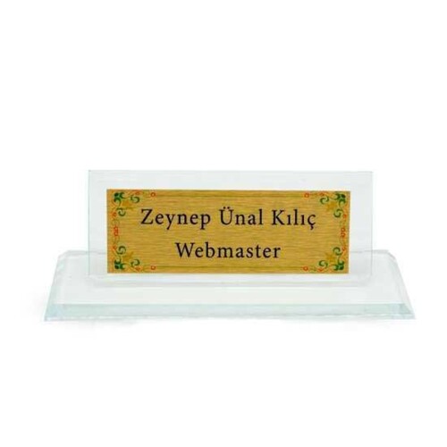 Kişiye Özel Kristal Cam Masa İsimliği