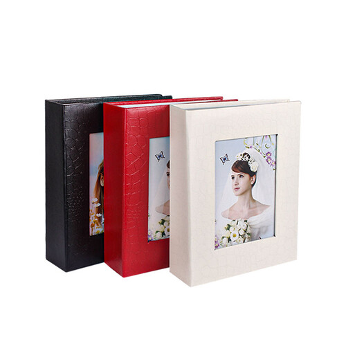 100'Lük Pencereli 13X18 Deri Fotoğraf Albümü - Kırmızı