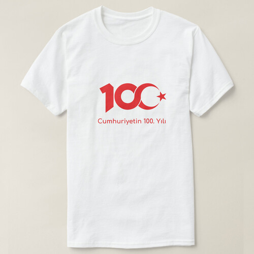 5 Adet Cumhuriyetin 100. Yılı Beyaz Tişört