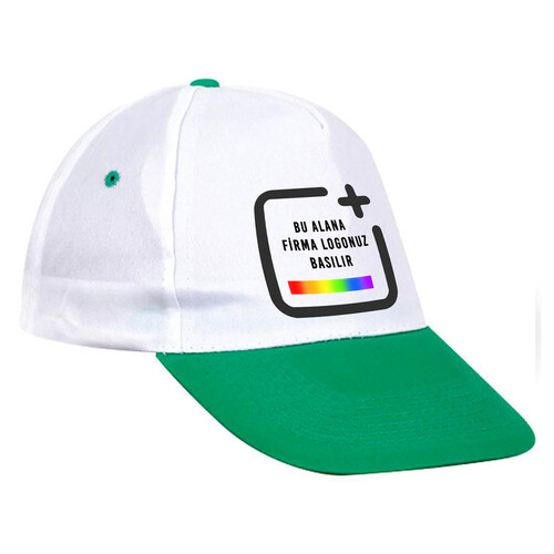 50 Adet Toptan Logo Baskılı Siperli Şapka - Yeşil