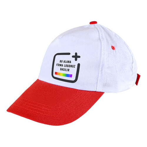 50 Adet Toptan Logo Baskılı Siperli Şapka - Kırmızı