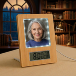 Kare Sihirli Ayna Ahşap Çerçeve Saat, Tarih Ve Termometre Göstergeli