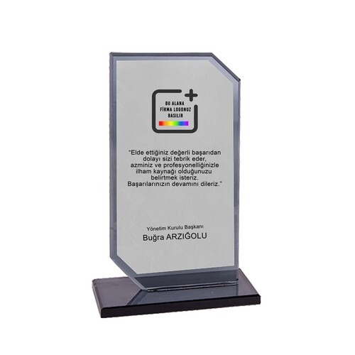 Füme Kristal Cam Plaket