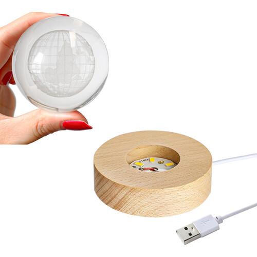 3D Led Işıklı Dünya Kristal Cam Küre Gece Lambası