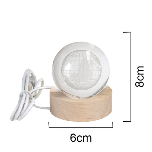 3D Led Işıklı Dünya Kristal Cam Küre Gece Lambası