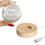 3D Led Işıklı Kalpli Kristal Cam Küre Gece Lambası