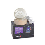 3D Led Işıklı Kalpli Kristal Cam Küre Gece Lambası