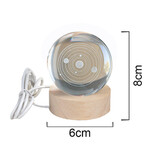 3D Led Işıklı Gezegen Kristal Cam Küre Gece Lambası