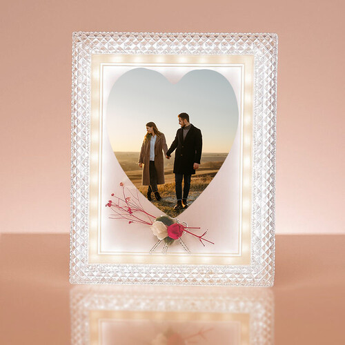 Kalpli Led Işıklı Kristal Fotoğraf Çerçeve