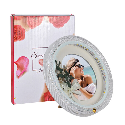 Ledli Yuvarlak Çiçek Buketi Fotoğraf Çerçeve