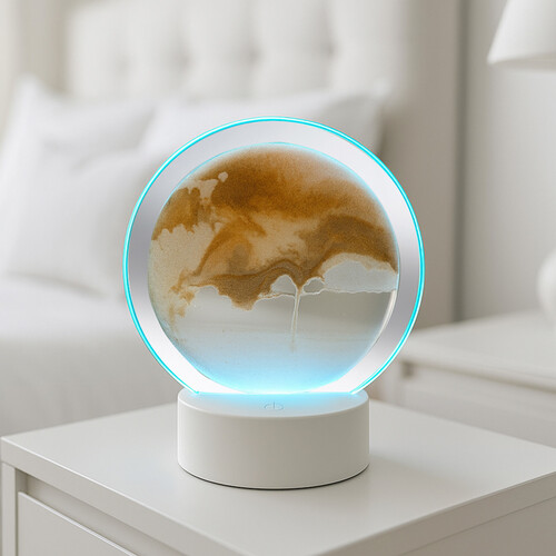 Işıklı Dekoratif Sulu Yuvarlak Kum Saati