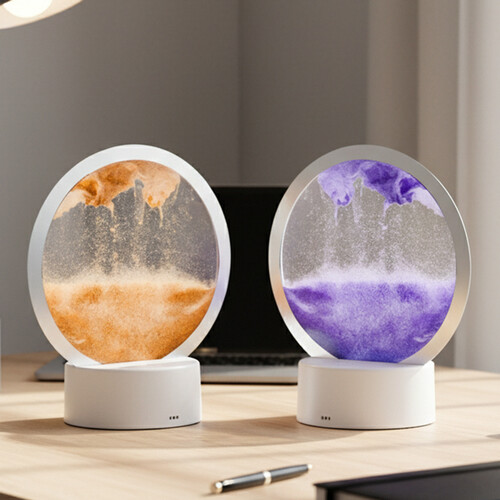 Işıklı Dekoratif Sulu Yuvarlak Kum Saati