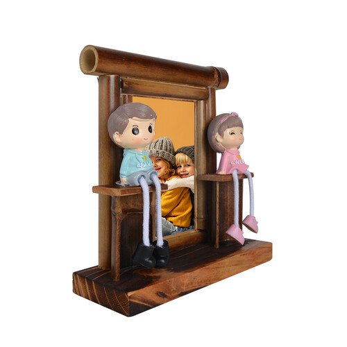 Bambu Kız Ve Erkek Biblo Fotoğraf Çerçevesi