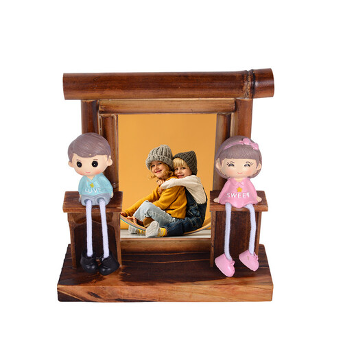 Bambu Kız Ve Erkek Biblo Fotoğraf Çerçevesi