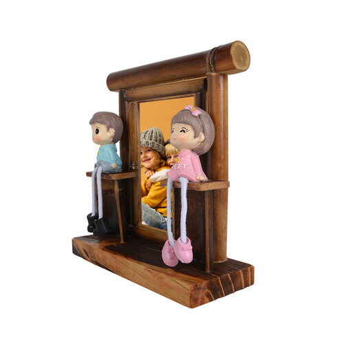 Bambu Kız Ve Erkek Biblo Fotoğraf Çerçevesi