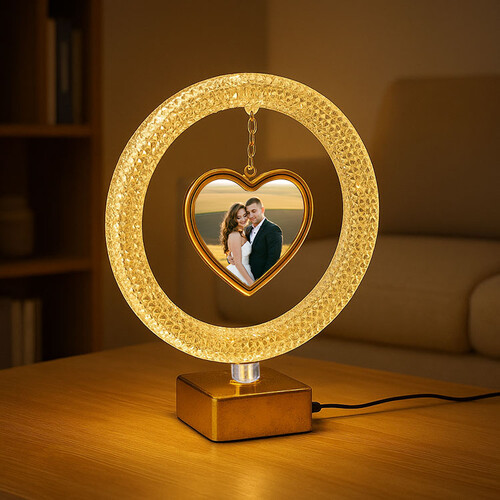 Led Işıklı Kristal Aşk Çemberi Fotoğraf Çerçevesi