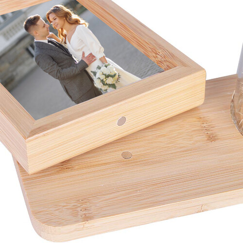 Led'li Ahşap Güllü Cam Fanus Çerçeve