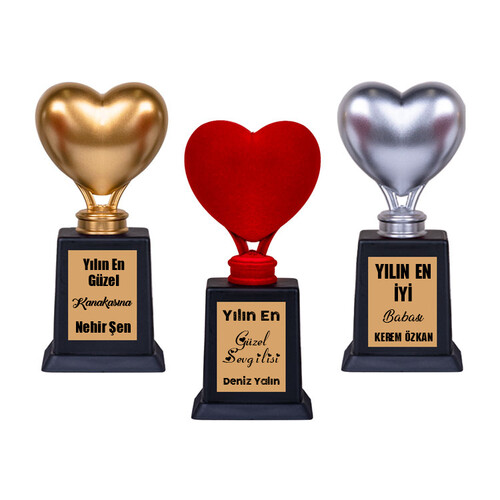 Kişiye Özel İsimli Kalpli Ödül Kupası