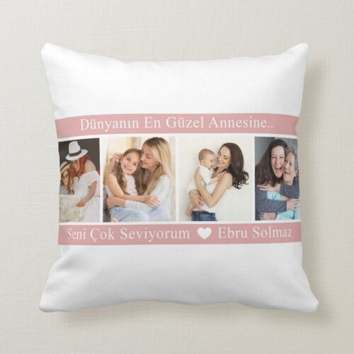Kişiye Özel Anneye Hediye Fotoğraf Baskılı Yastık