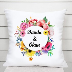 Çiçek Bahçesi İsme Özel Kare Yastık