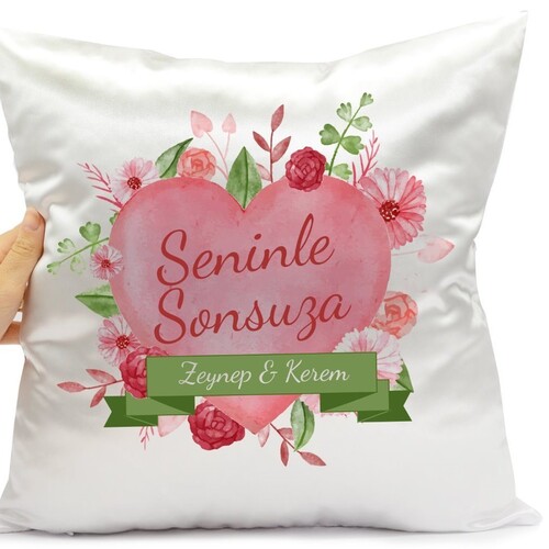 Sevgililer Gününe Özel Seninle Sonsuza Yazılı İsimli Yastık