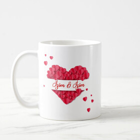 Sevgiliye Özel Pembe Kalpli Kupa Bardak