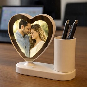 Kişiye Özel Fotoğraflı Kalpli Kalemlik Ayna