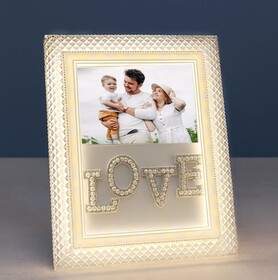İnci Taşlı Love Kristal Fotoğraf  Çerçevesi