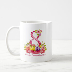 Şık Çiçek Desenli 8 Mart Kupası