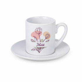 Kişiye Özel İsimli Bahar Çiçekli Türk Kahvesi Fincanı