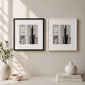 Kişiye Özel Yapışkanlı Paspartulu Tekli Fotoğraf Çerçevesi - 21X21cm Beyaz