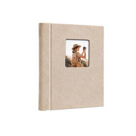 Pencereli Yapışkanlı Süet Fotoğraf Albümü 15 Yaprak - 18X23cm Krem