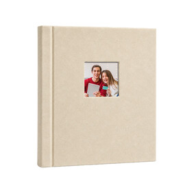 Pencereli Yapışkanlı Süet Fotoğraf Albümü 15 Yaprak - 30X37cm Krem