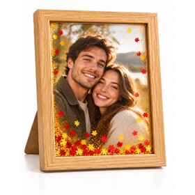 Kişiye Özel Ahşap Sulu Altın Simli Fotoğraf Çerçevesi - 15X20cm