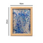 Kişiye Özel Ahşap Sulu Mavi Simli Fotoğraf Çerçevesi - 15X20cm