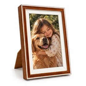 Kişiye Özel Ahşap Paspartulu Ceviz Rengi Fotoğraf Çerçevesi - 15X20cm
