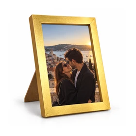 Kişiye Özel Ahşap Metalik Gold Fotoğraf Çerçevesi - 10X15cm