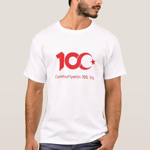 1 Adet Adet Cumhuriyetin 100. Yılı Beyaz Tişört