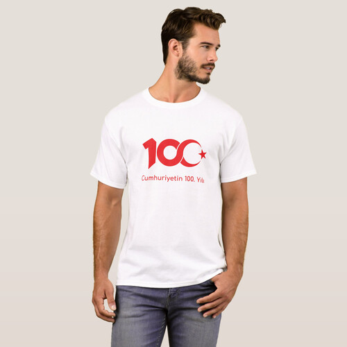 100 Adet Adet Cumhuriyetin 100. Yılı Beyaz Tişört